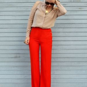 Zara Red Wide Leg Trousers